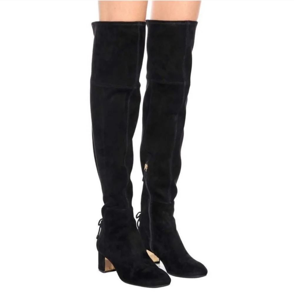 Tory Burch Laila Black Suede Otk Over The Knee Boots